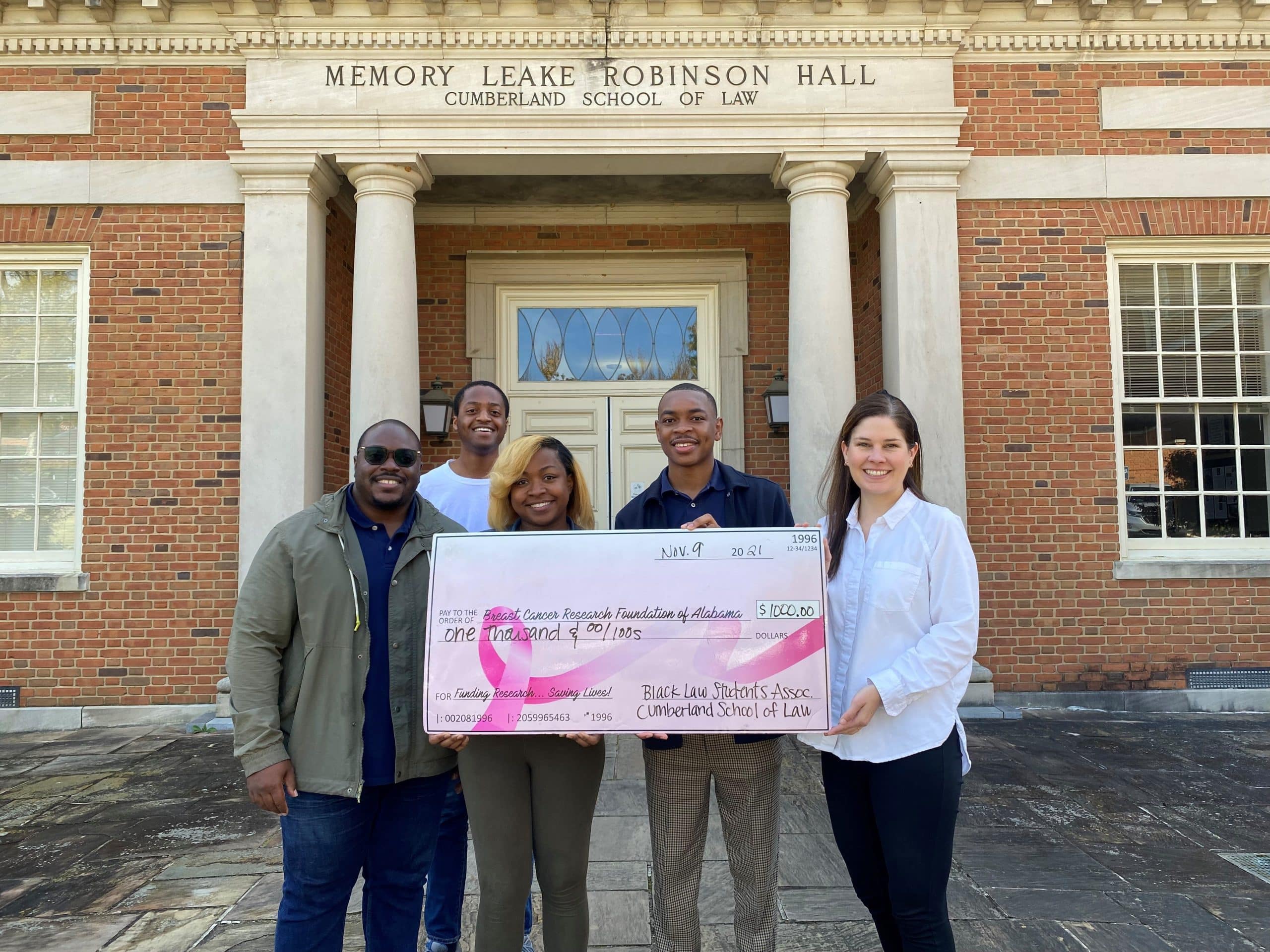 Cumberland Law - Black Law Student Assoc check presentation