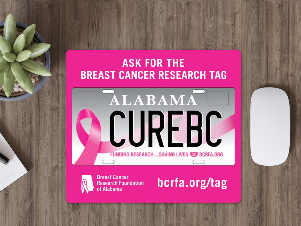 Mouse Pad with Breast Cancer Research Tag